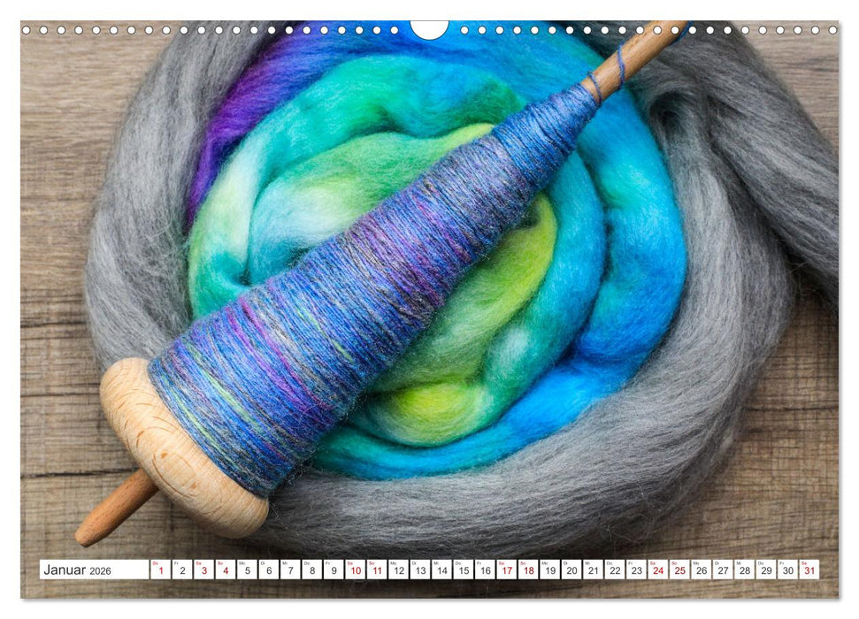Süchtig nach Wolle - Kalender für spinnende Woll-Oholiker (CALVENDO Wandkalender 2026)