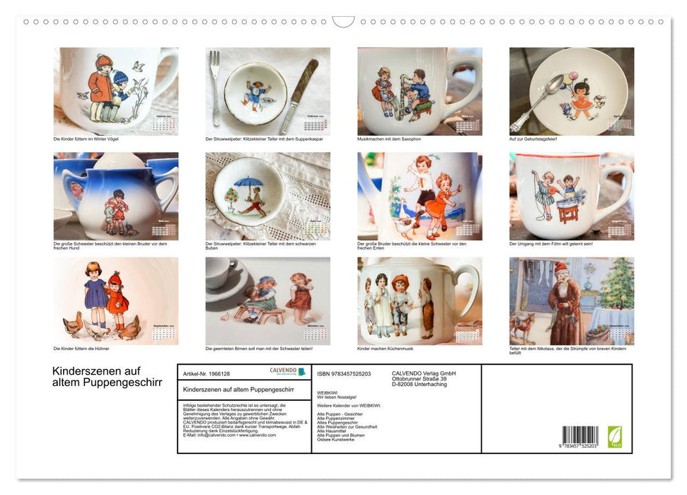 Kinderszenen auf altem Puppengeschirr (CALVENDO Wandkalender 2026)