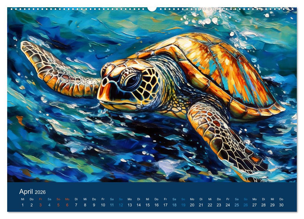 Meerestiere - Kunstvolle Reise durch die Welt der Ozeane (CALVENDO Premium Wandkalender 2026)