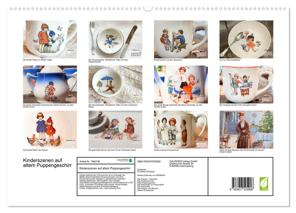 Kinderszenen auf altem Puppengeschirr (CALVENDO Premium Wandkalender 2026)