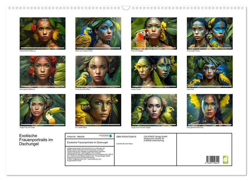 Exotische Frauenportraits im Dschungel (CALVENDO Wandkalender 2026)