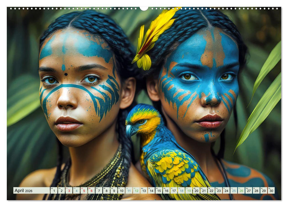 Exotische Frauenportraits im Dschungel (CALVENDO Wandkalender 2026)