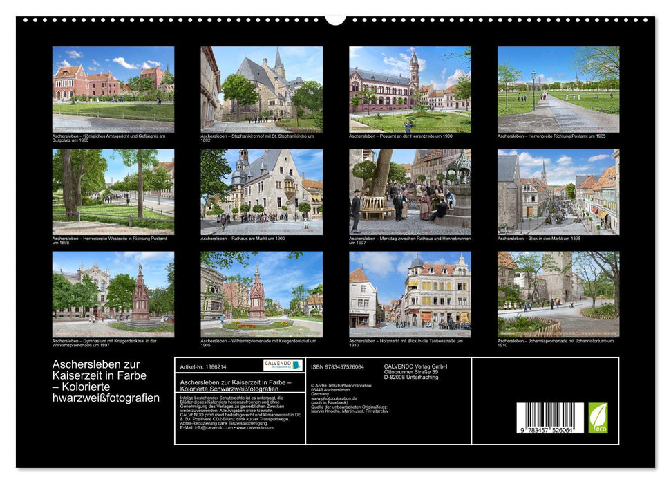 Aschersleben zur Kaiserzeit in Farbe – Kolorierte Schwarzweißfotografien (CALVENDO Premium Wandkalender 2026)