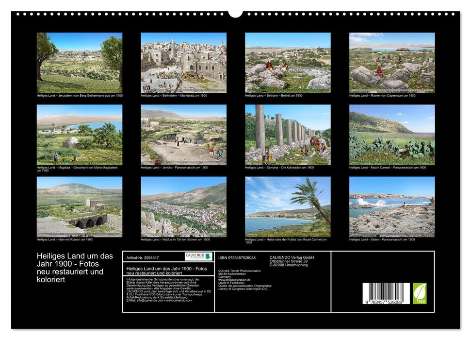 Heiliges Land um das Jahr 1900 - Fotos neu restauriert und koloriert (CALVENDO Premium Wandkalender 2026)