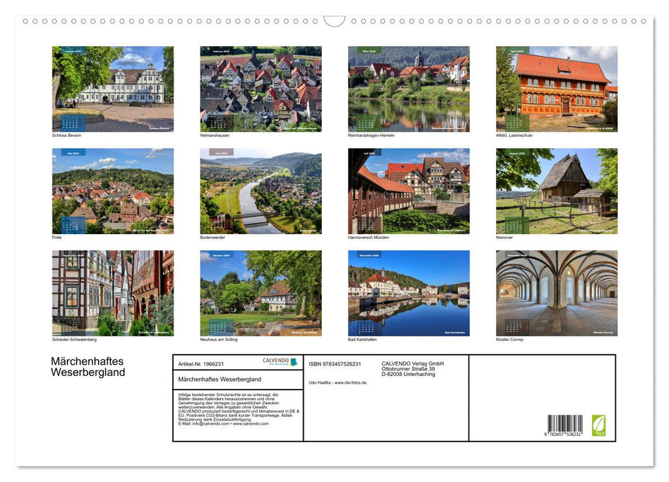 Märchenhaftes Weserbergland (CALVENDO Wandkalender 2026)