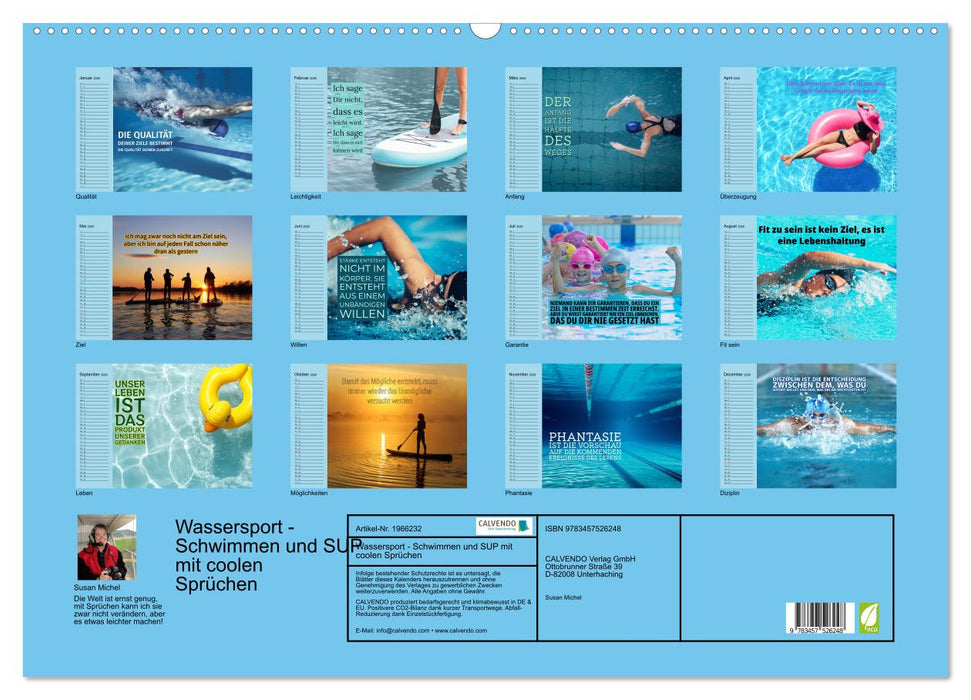 Wassersport - Schwimmen und SUP mit coolen Sprüchen (CALVENDO Wandkalender 2026)