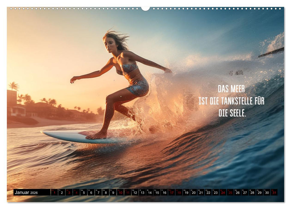 Motivation und Surfen (CALVENDO Premium Wandkalender 2026)