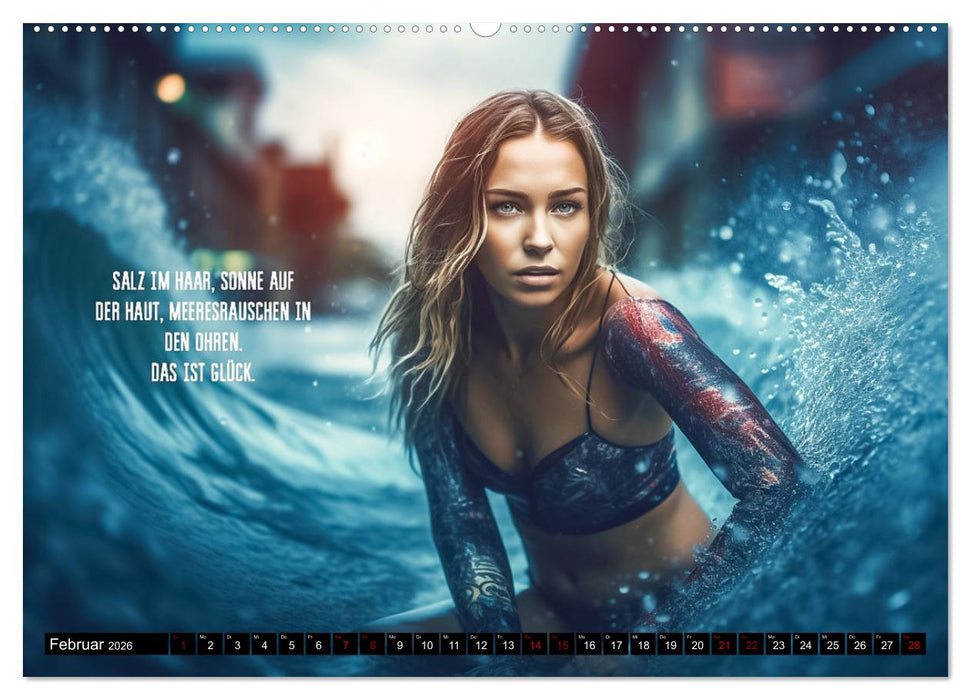Motivation und Surfen (CALVENDO Premium Wandkalender 2026)