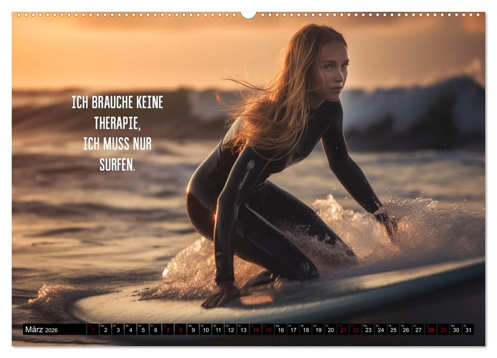 Motivation und Surfen (CALVENDO Premium Wandkalender 2026)