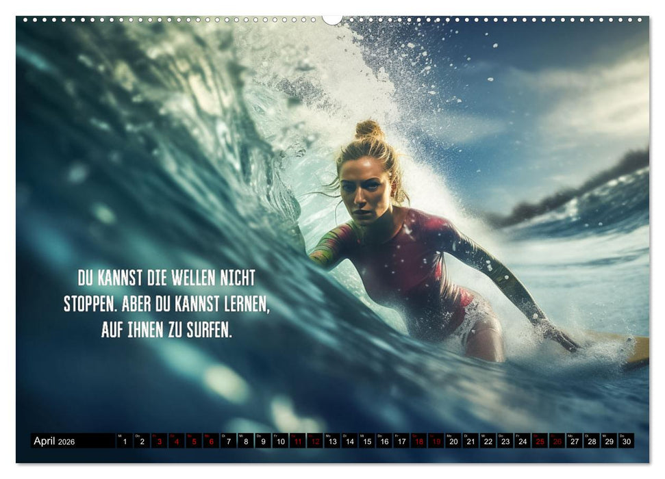 Motivation und Surfen (CALVENDO Premium Wandkalender 2026)