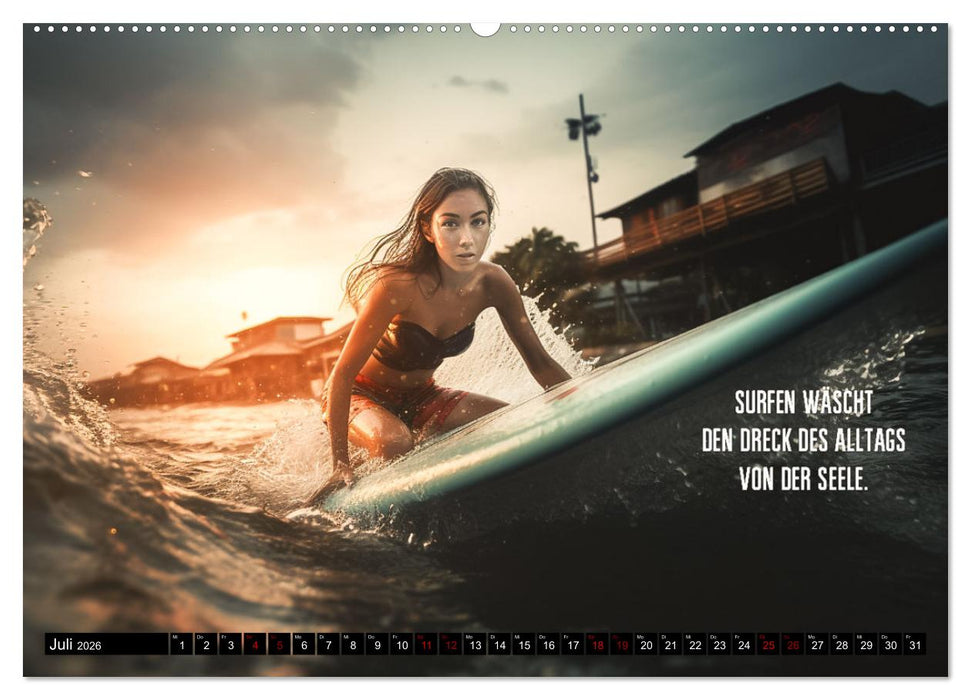 Motivation und Surfen (CALVENDO Premium Wandkalender 2026)