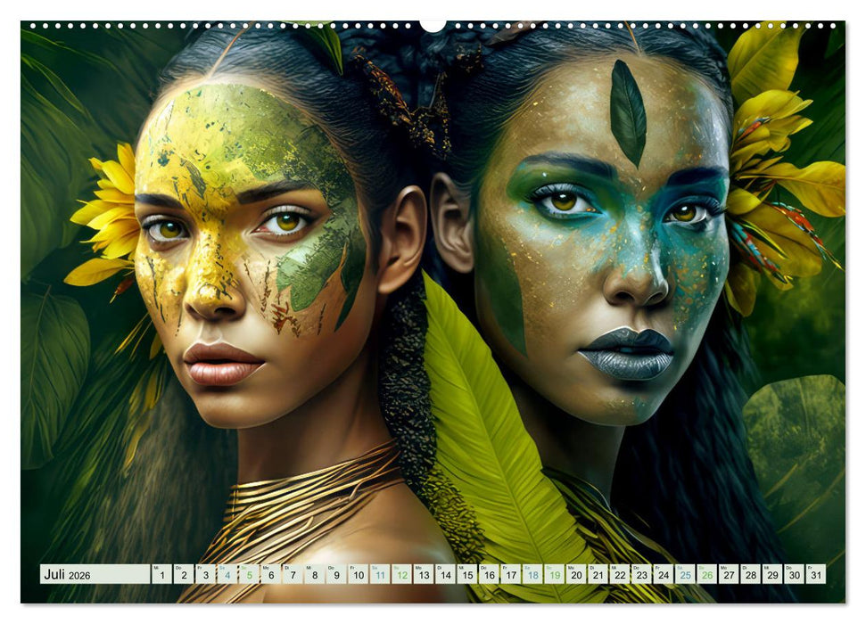 Exotische Frauenportraits im Dschungel (CALVENDO Premium Wandkalender 2026)