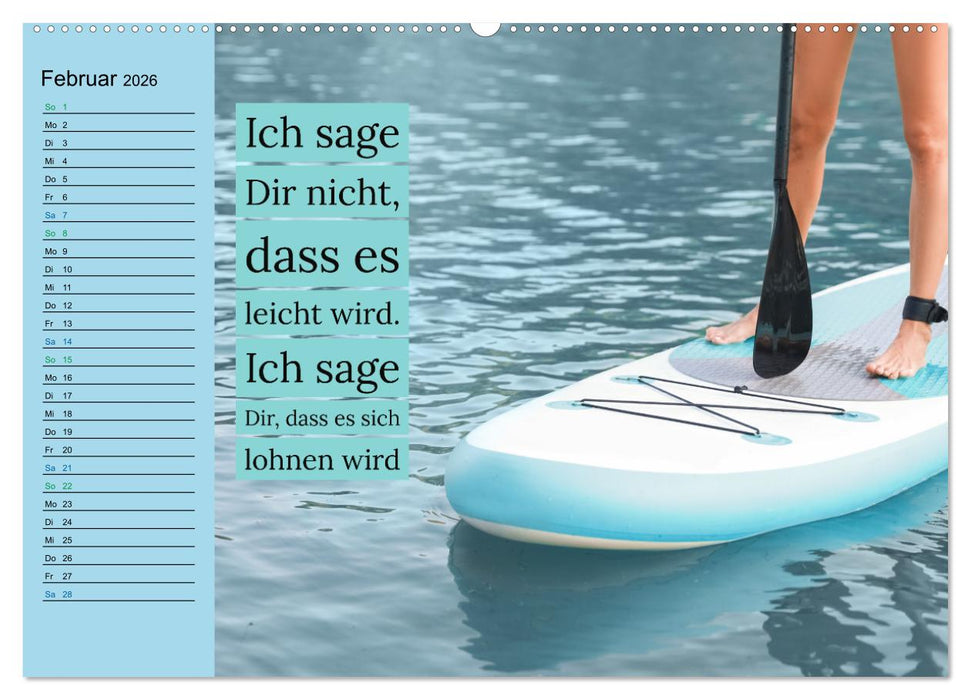 Wassersport - Schwimmen und SUP mit coolen Sprüchen (CALVENDO Premium Wandkalender 2026)
