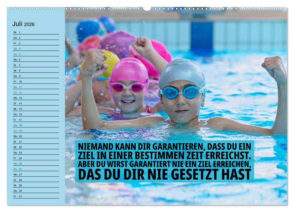 Wassersport - Schwimmen und SUP mit coolen Sprüchen (CALVENDO Premium Wandkalender 2026)