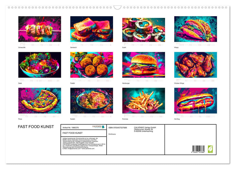 FAST FOOD KUNST (CALVENDO Wandkalender 2026)