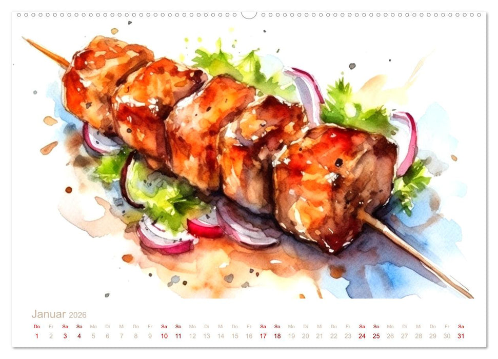 FAST FOOD AQUARELLE (CALVENDO Premium Wandkalender 2026)