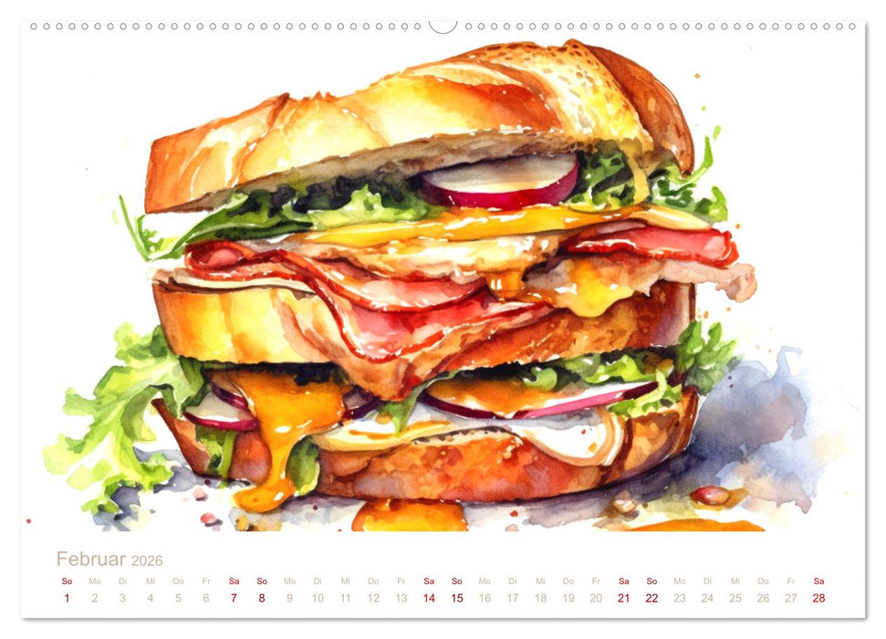 FAST FOOD AQUARELLE (CALVENDO Premium Wandkalender 2026)