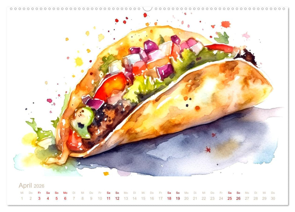 FAST FOOD AQUARELLE (CALVENDO Premium Wandkalender 2026)
