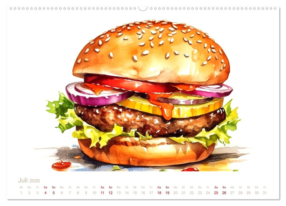FAST FOOD AQUARELLE (CALVENDO Premium Wandkalender 2026)