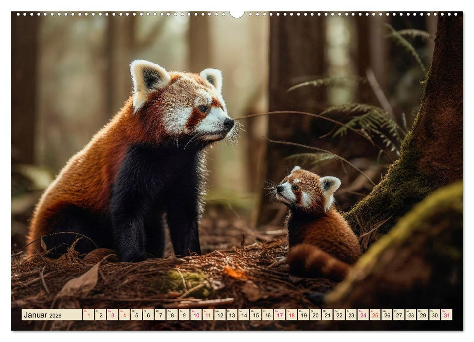 Roter Panda - gefährdeter Katzenbär (CALVENDO Wandkalender 2026)