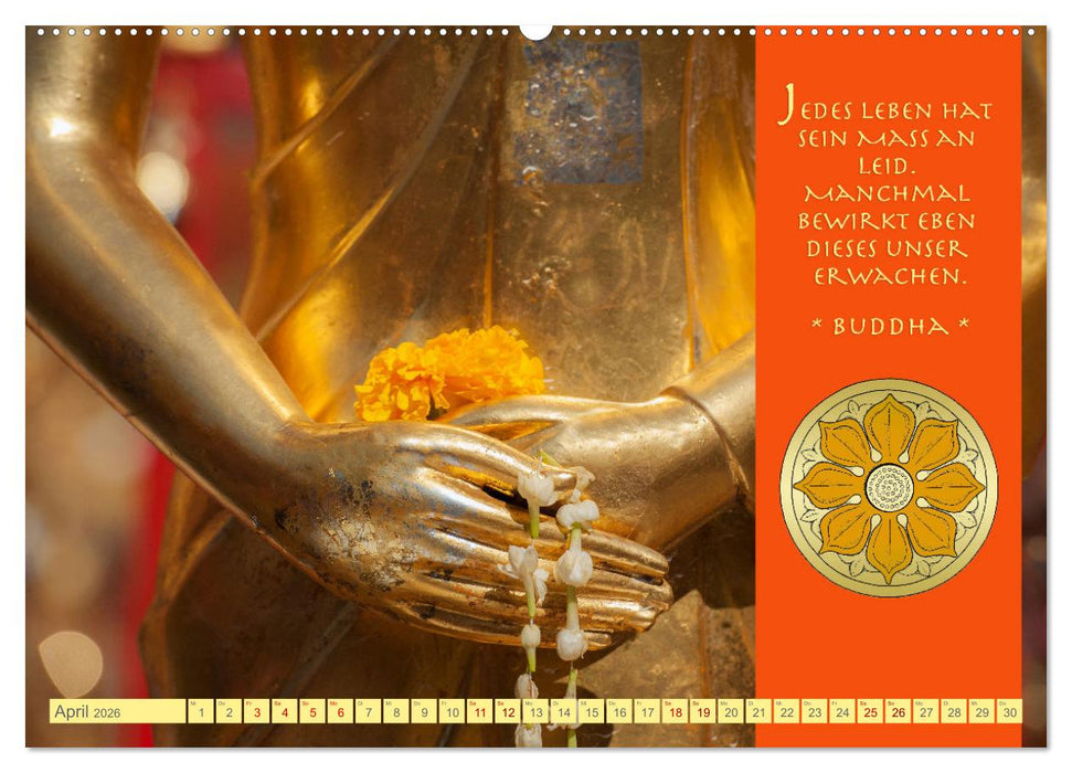 Buddhas Zitate Wege zur Erleuchtung (CALVENDO Premium Wandkalender 2026)