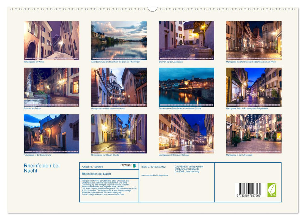 Rheinfelden bei Nacht (CALVENDO Premium Wandkalender 2026)