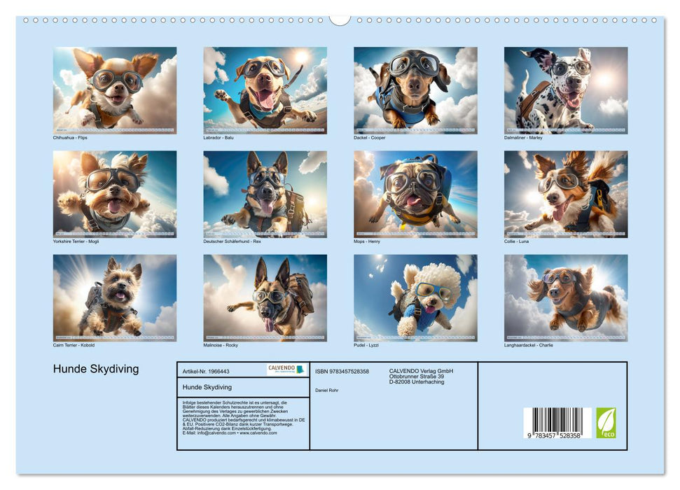 Hunde Skydiving (CALVENDO Premium Wandkalender 2026)