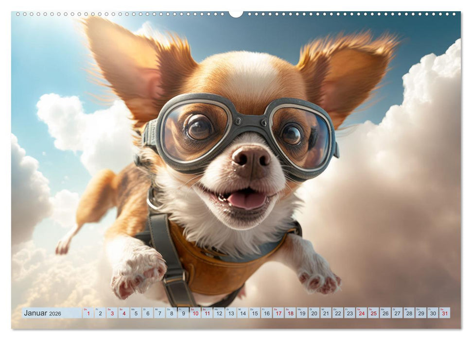 Hunde Skydiving (CALVENDO Premium Wandkalender 2026)