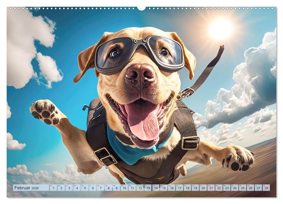 Hunde Skydiving (CALVENDO Premium Wandkalender 2026)