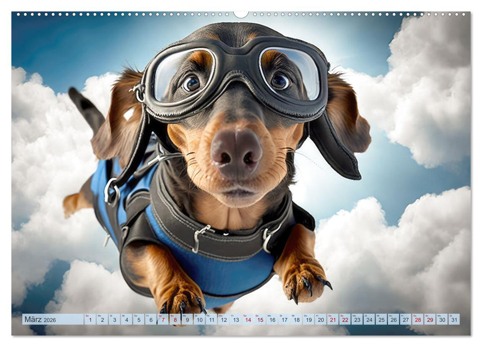 Hunde Skydiving (CALVENDO Premium Wandkalender 2026)