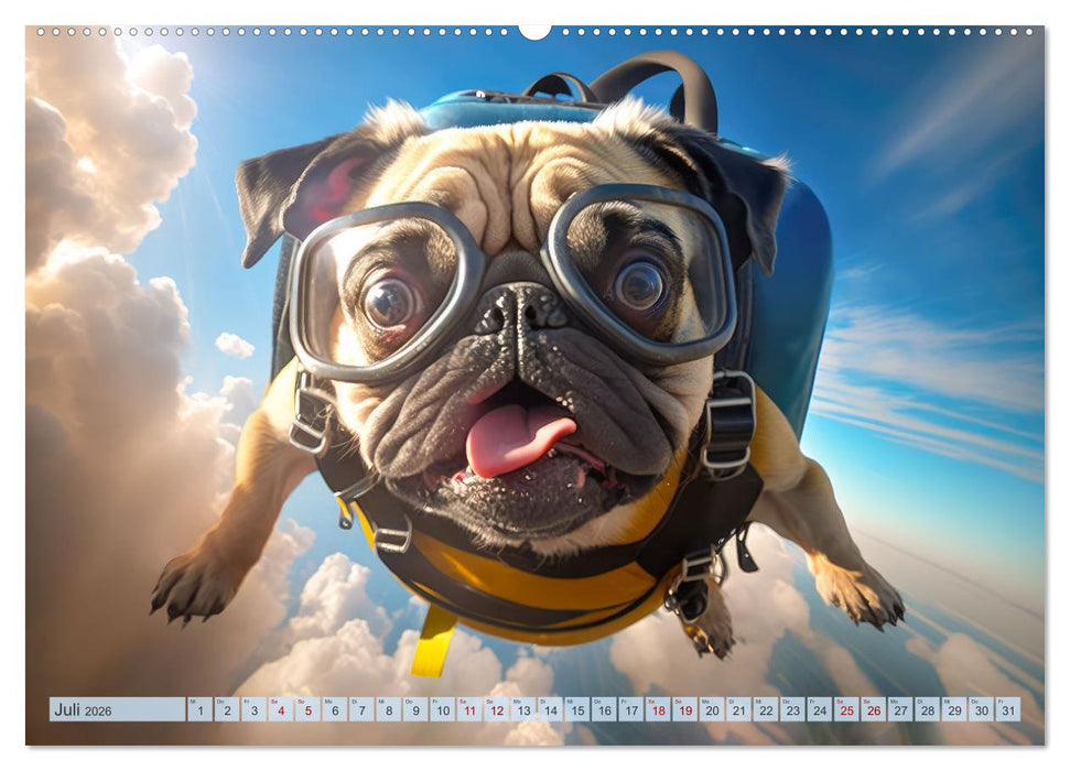 Hunde Skydiving (CALVENDO Premium Wandkalender 2026)