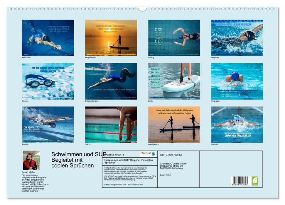 Schwimmen und SUP Begleitet mit coolen Sprüchen (CALVENDO Wandkalender 2026)