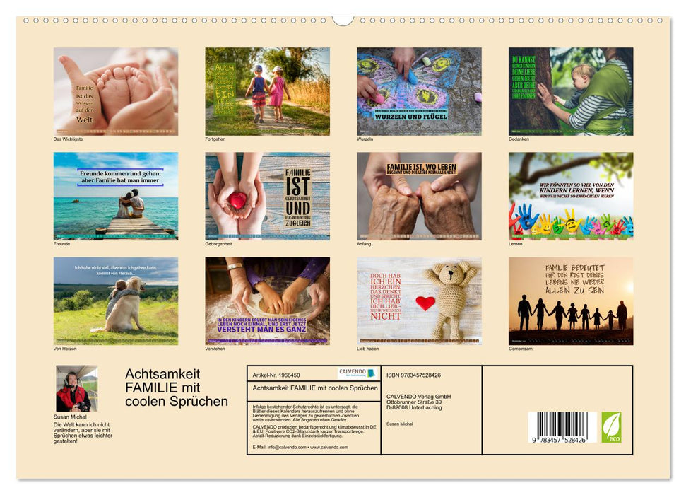 Achtsamkeit FAMILIE mit coolen Sprüchen (CALVENDO Premium Wandkalender 2026)