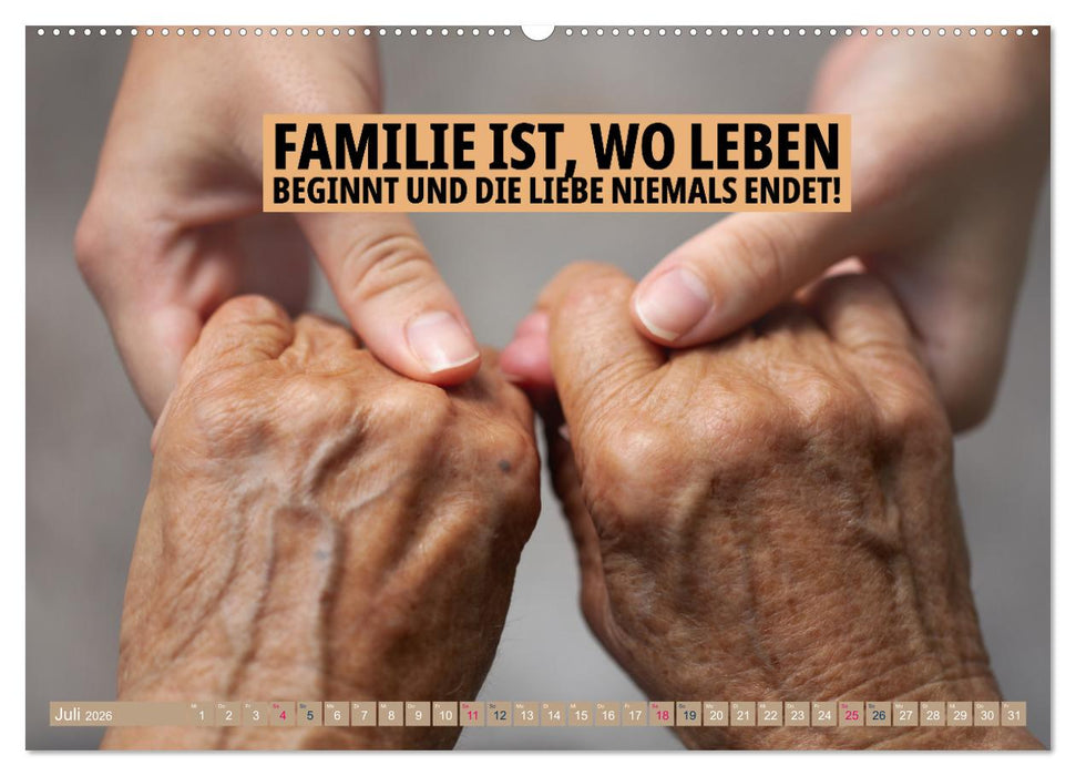 Achtsamkeit FAMILIE mit coolen Sprüchen (CALVENDO Premium Wandkalender 2026)