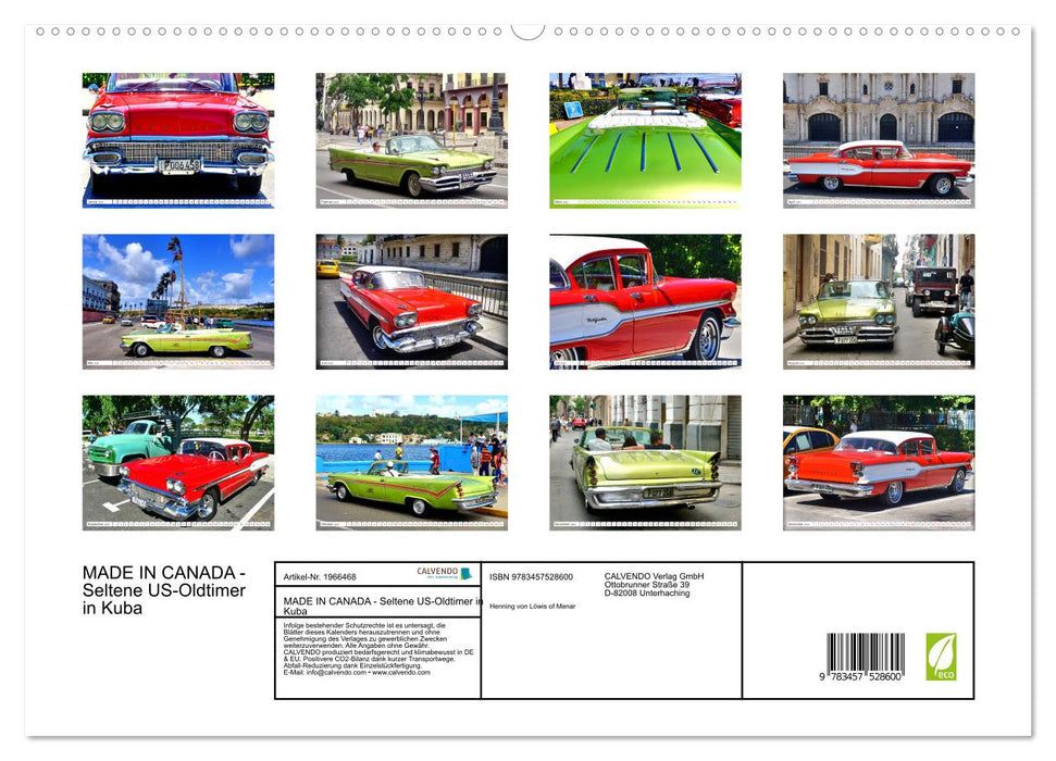 MADE IN CANADA - Seltene US-Oldtimer in Kuba (CALVENDO Premium Wandkalender 2026)