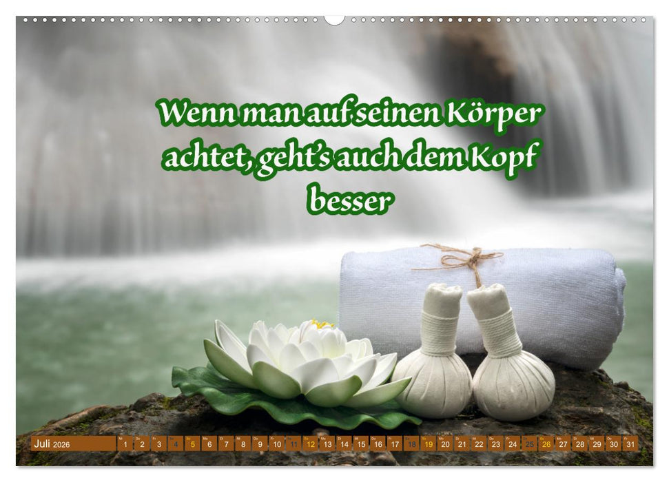 Achtsamkeit Gesundheit mit coolen Sprüchen zum Wohlbefinden (CALVENDO Premium Wandkalender 2026)