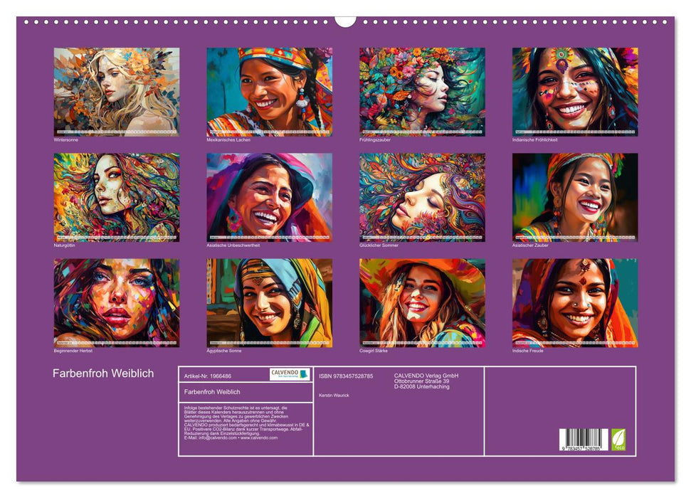 Farbenfroh Weiblich (CALVENDO Wandkalender 2026)