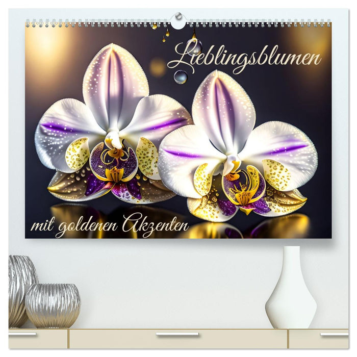 Lieblingsblumen mit goldenen Akzenten (CALVENDO Premium Wandkalender 2026)