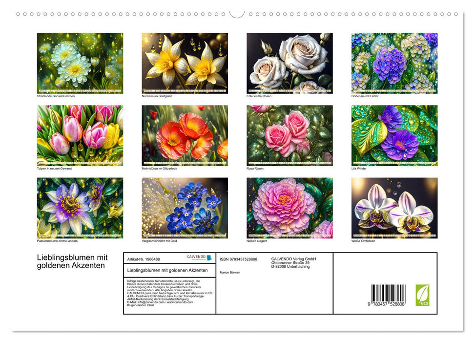 Lieblingsblumen mit goldenen Akzenten (CALVENDO Premium Wandkalender 2026)