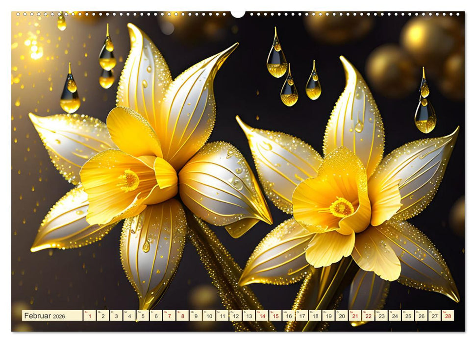 Lieblingsblumen mit goldenen Akzenten (CALVENDO Premium Wandkalender 2026)