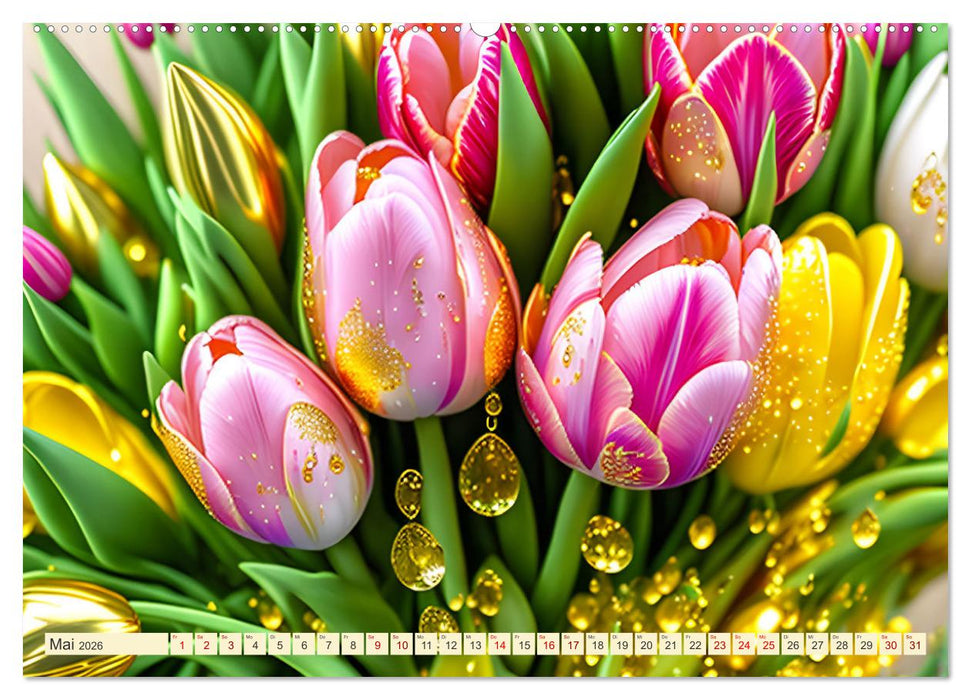 Lieblingsblumen mit goldenen Akzenten (CALVENDO Premium Wandkalender 2026)