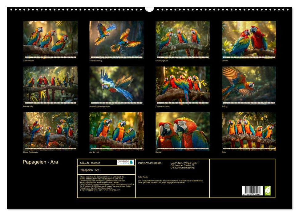 Papageien - Ara (CALVENDO Wandkalender 2026)