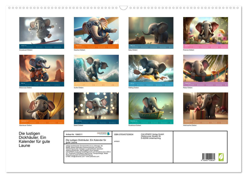 Die lustigen Dickhäuter. Ein Kalender für gute Laune (CALVENDO Wandkalender 2026)