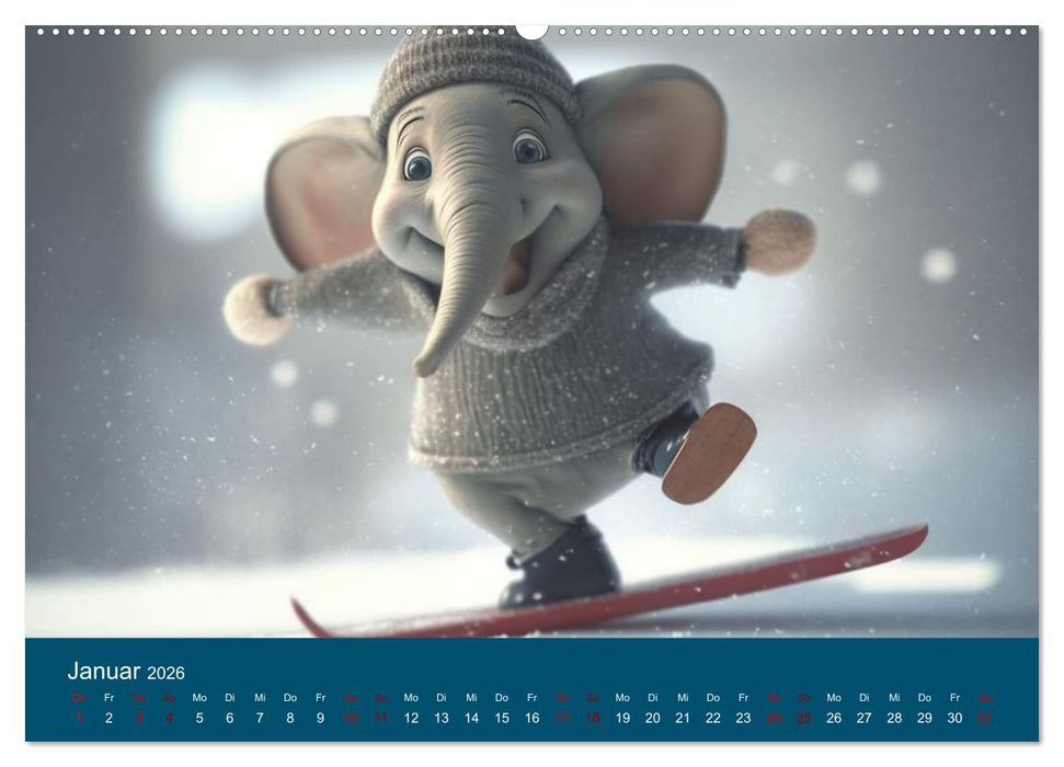 Die lustigen Dickhäuter. Ein Kalender für gute Laune (CALVENDO Wandkalender 2026)