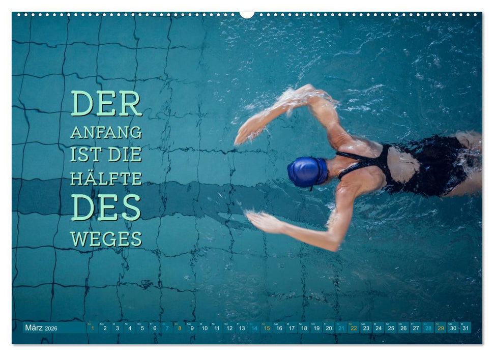Schwimmen und SUP Begleitet mit coolen Sprüchen (CALVENDO Premium Wandkalender 2026)