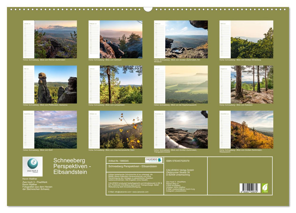Schneeberg Perspektiven - Elbsandstein (CALVENDO Wandkalender 2026)