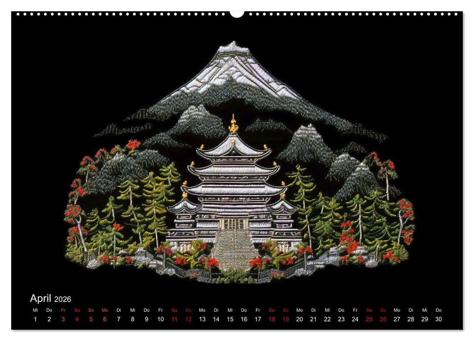 Japanische Stickerei - Hommage an die Ästhetik des Landes (CALVENDO Wandkalender 2026)