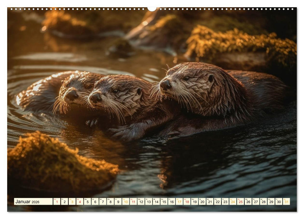 Fischotter - schlaue Jäger (CALVENDO Premium Wandkalender 2026)