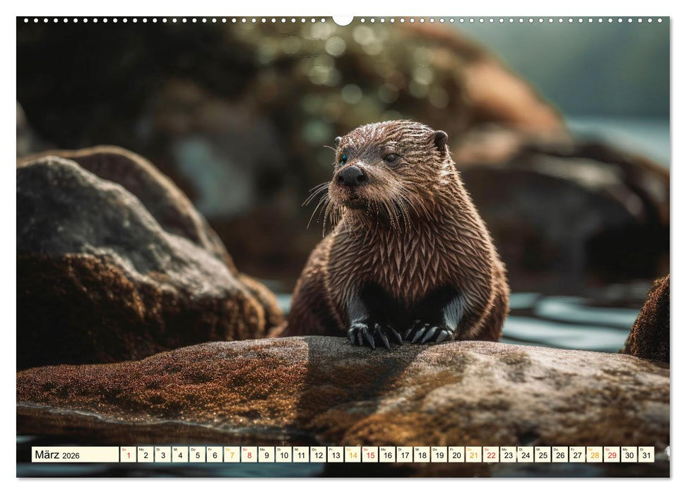 Fischotter - schlaue Jäger (CALVENDO Premium Wandkalender 2026)