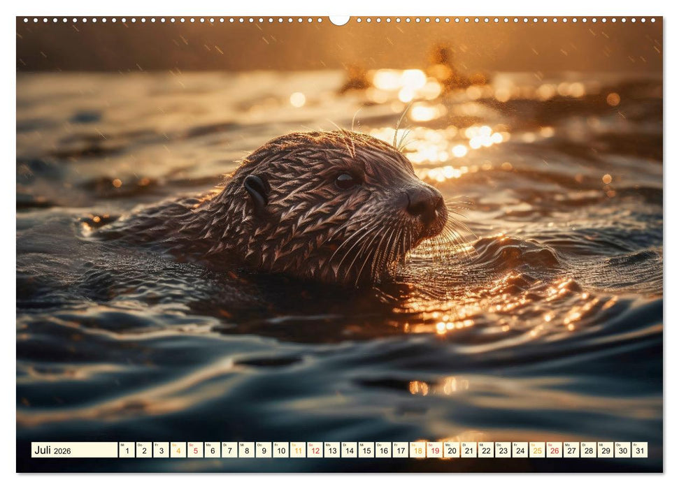 Fischotter - schlaue Jäger (CALVENDO Premium Wandkalender 2026)